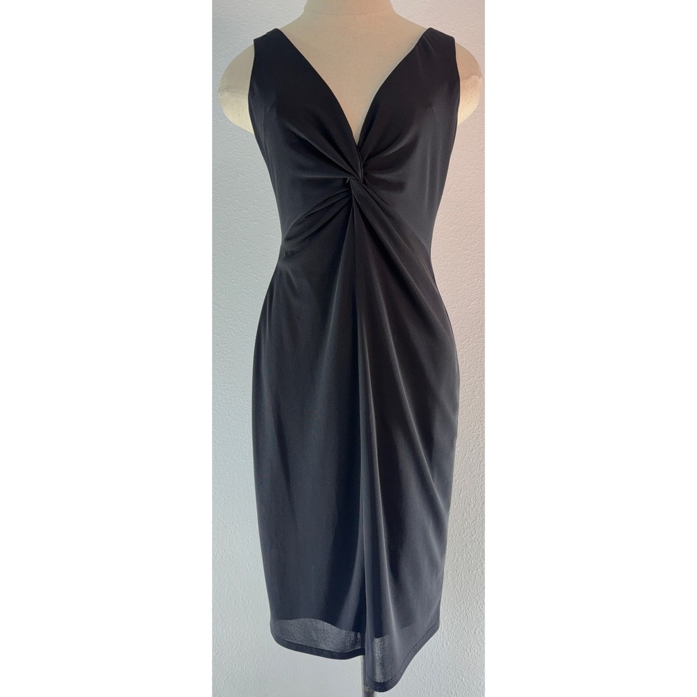 VTG 90s Y2K Laundry by Shelli Segal Black Twist Front Mini Dress Bodycon Grunge